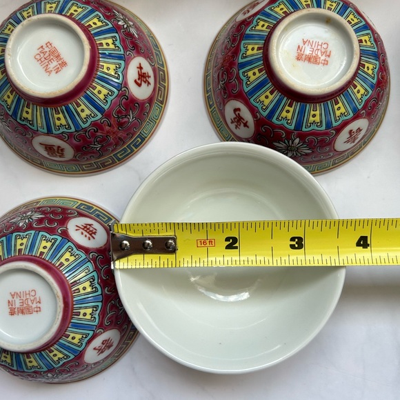 Red Mun Shou Chinese Bowls - Price per Bowl - Picture 12 of 13